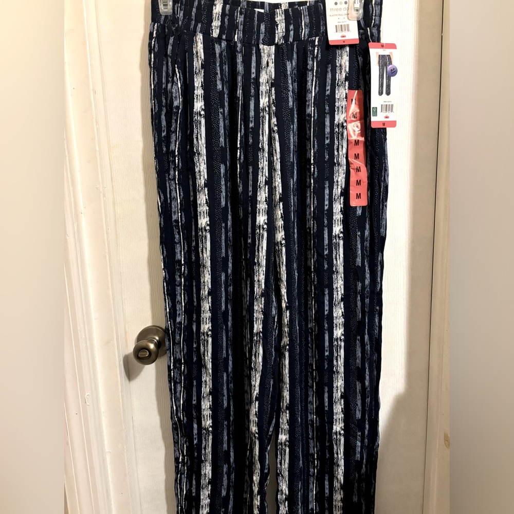 NWT Three Dots Chic Navy Wide Leg Pants in Medium - Picture 4 of 4